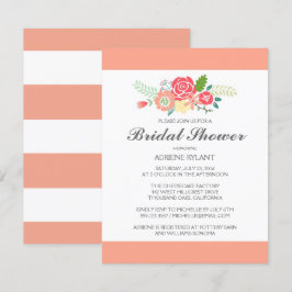 Convites Chá de panela Floral Peach Stripes