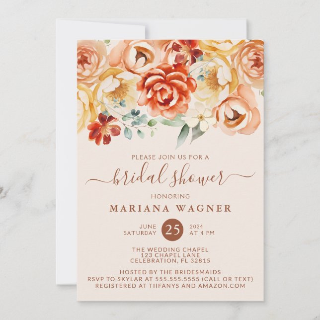 Convites Chá de panela Floral Pet Beige (Frente)