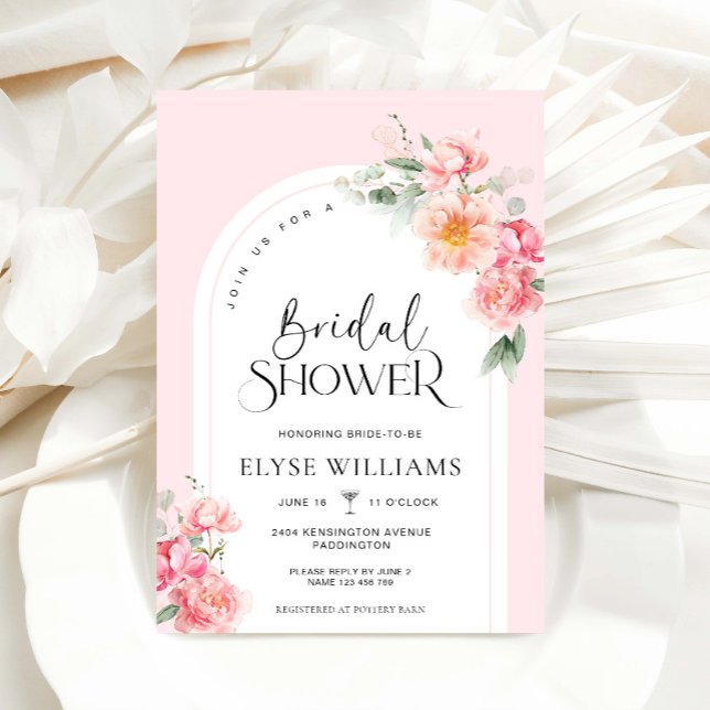 Convites Chá de panela Floral Piper (Piper Peony Floral Bridal Shower Invitation )