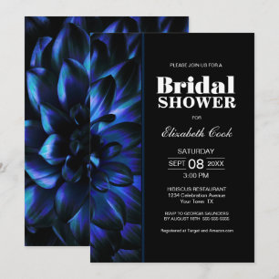 Convites Chá de panela Floral Preto Azul Moderno