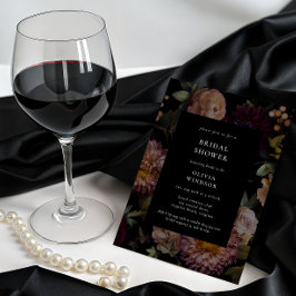 Convites Chá de panela Floral Preto-Gótico Escuro e Moody