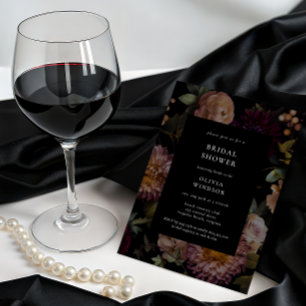 Convites Chá de panela Floral Preto-Gótico Escuro e Moody