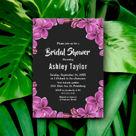 Convites Chá de panela Floral Preto Romântico Orquídeo Roxo