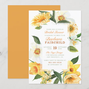 Convites Chá de panela Floral Primavera Amarelo-Chic