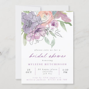 Convites Chá de panela Floral primavera Lilac