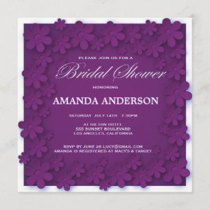 Convites Chá de panela Floral Purple de Velvet exclusivo