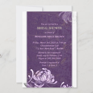 Convites Chá de panela Floral Purple & White exclusivo