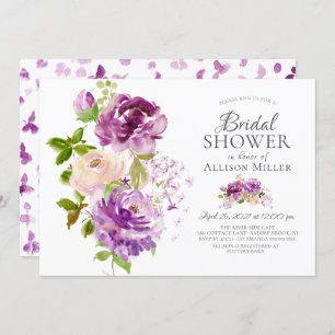 Convites Chá de panela Floral Púrpura