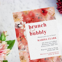 Chá de panela Floral Red & Blush Brunch e Bubble