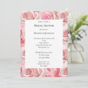 Convites Chá de panela Floral Romântico de Rosas Rosa