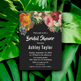 Convites Chá de panela Floral Romântico Preto E Branco