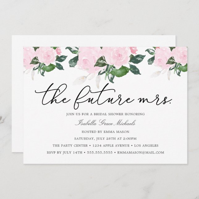 Convites Chá de panela Floral Rosa (Frente/Verso)