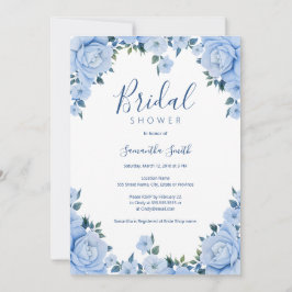 Convites Chá de panela floral Rosa azul