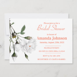 Convites Chá de panela Floral Rosa Branca Elegante