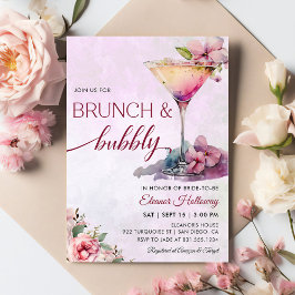 Convites Chá de panela Floral rosa Brunch e Bubble