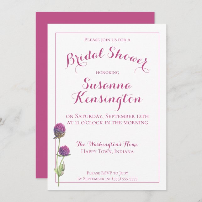 Convites Chá de panela Floral Rosa-de-flor-natural (Frente/Verso)