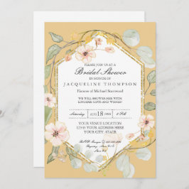 Convites Chá de panela Floral Rosa de Mostarda de Queda de