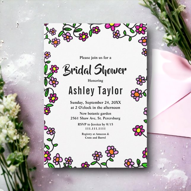 Convites Chá de panela Floral Rosa do Jardim Botânico Elega (Criador carregado)