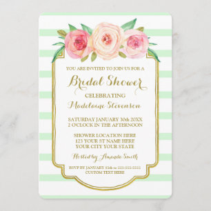 Convites Chá de panela Floral Rosa Dourado com Faixa de me