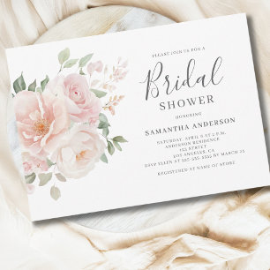 Convites Chá de panela Floral Rosa-Esbranquiçado Elegante