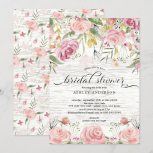 Convites Chá de panela Floral Rosa-Esbranquiçado Russo