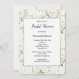 Convites Chá de panela Floral Rosa Floral de Stripes Românt