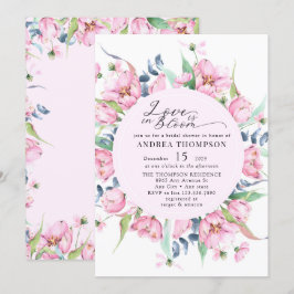 Convites Chá de panela Floral Rosa Primavera de Aquarela