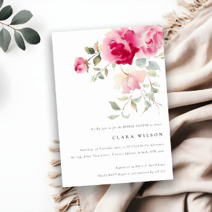 Convites Chá de panela Floral Rosa Rosa Rosa Brilhante Boho