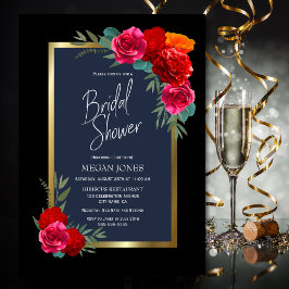 Convites Chá de panela Floral rosa vermelha