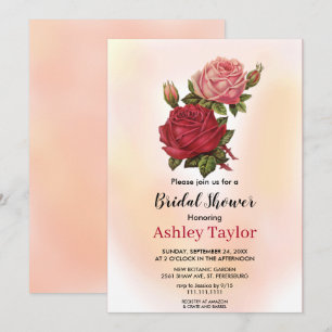 Convites Chá de panela floral rosado brilhante brilhante co