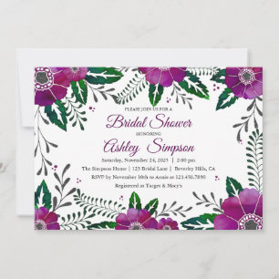 Convites Chá de panela floral roxo