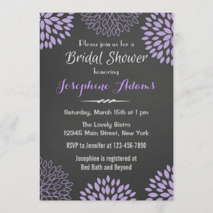 Convites Chá de panela floral roxo do quadro