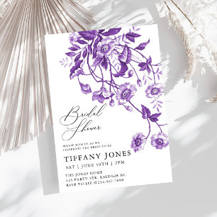Convites Chá de panela Floral Roxo do Toile Francês Vintage