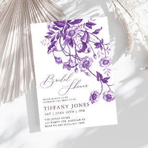 Convites Chá de panela Floral Roxo do Toile Francês Vintage
