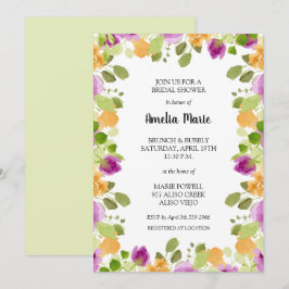 Convites Chá de panela Floral Roxo Elegante