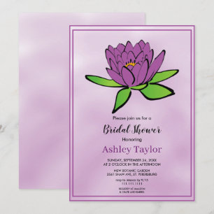 Convites Chá de panela floral roxo, poeirento