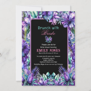 Convites Chá de panela floral roxo tropical Elegante