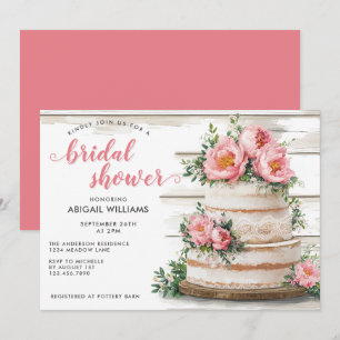 Convites Chá de panela Floral Russo Pink Peony Cake