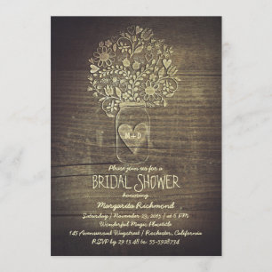 Convites Chá de panela Floral Rustic Mason Jar Barn