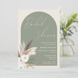 Convites Chá de panela Floral Sage Boho Arch Beige