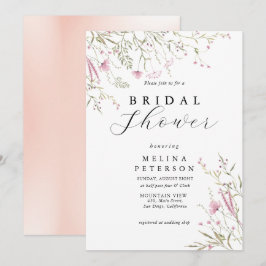 Convites Chá de panela Floral Selvagem Rosa Elegante