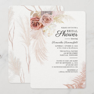 Convites Chá de panela Floral Terracotta Pampas Grass