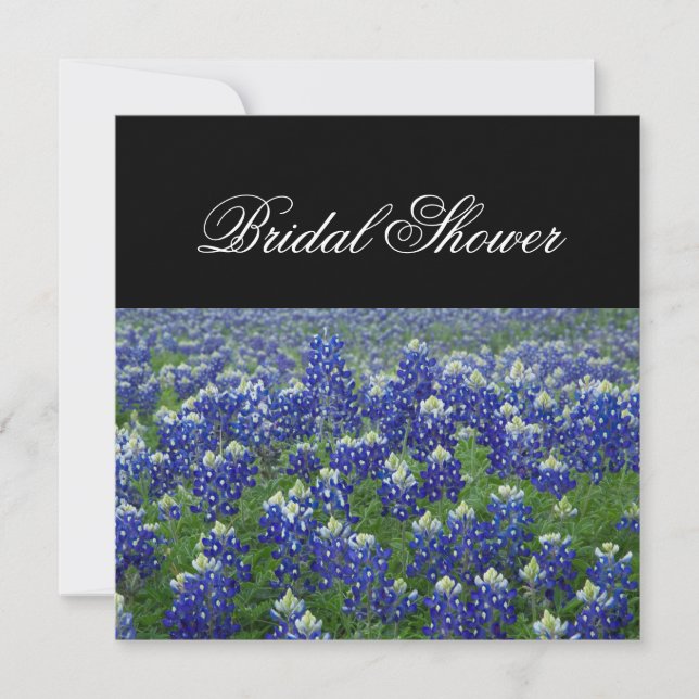 Convites Chá de panela Floral Texas Bluebonnets (Frente)