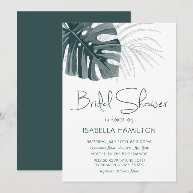 Convites Chá de panela Floral tropical (Frente/Verso)