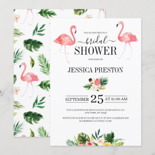 Convites Chá de panela Floral Tropical de Watercolor Flami