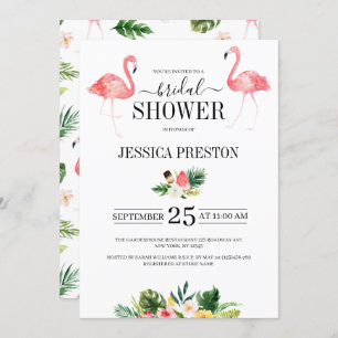 Convites Chá de panela Floral Tropical de Watercolor Flamin