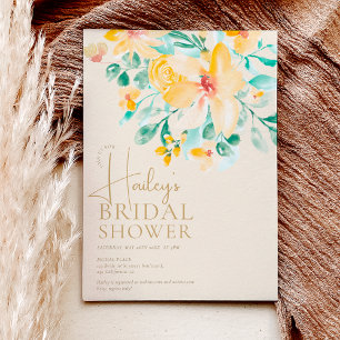 Convites chá de panela floral verde-amarelo bonito para jar