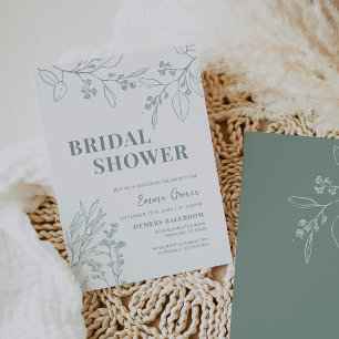 Convites Chá de panela Floral Verde Sage