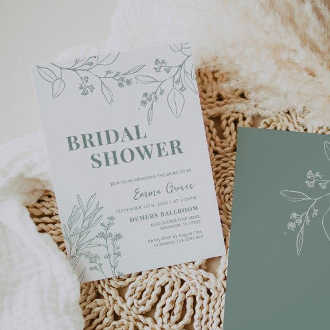 Convites Chá de panela Floral Verde Sage (Criador carregado)