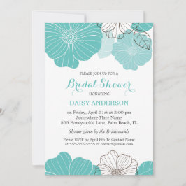 Convites Chá de panela Floral Verde Turquesa Chic Elegante